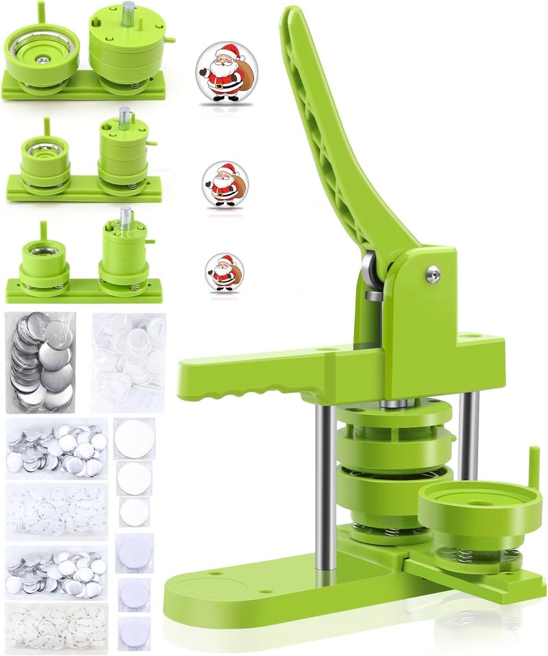 MK.Bear Button Maker Machine Multiple Sizes 1+1.25+2.25in, Button Pin Maker Kit for DIY Gifts, Badge Press Machine with Free 300PCS 25+32+58mm Badge Making Iron Supplies & 3Circle Cutter - Image 1